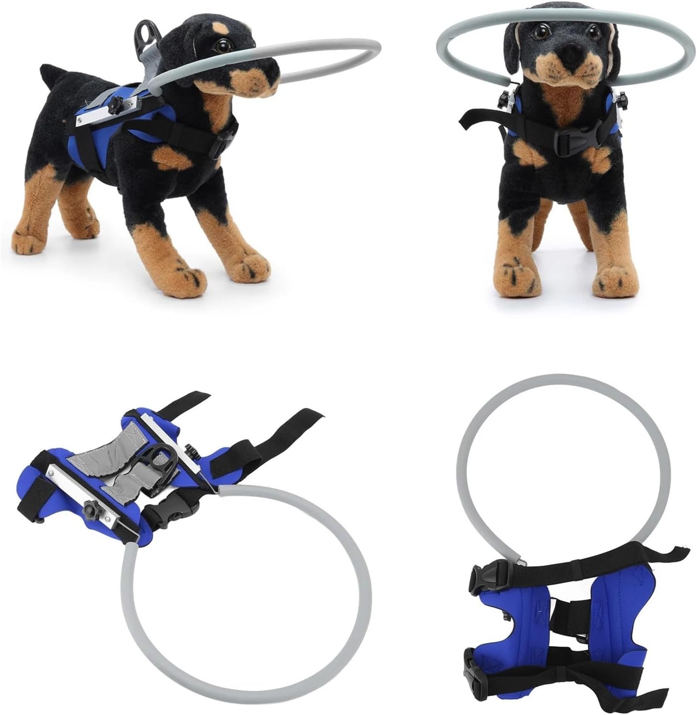 Dog Harness, Pet Blind Halo Practical Collision Avoidance Lightweight Blind Halo Harness with Reflective Effect(Blue,for 4 to 10kg)