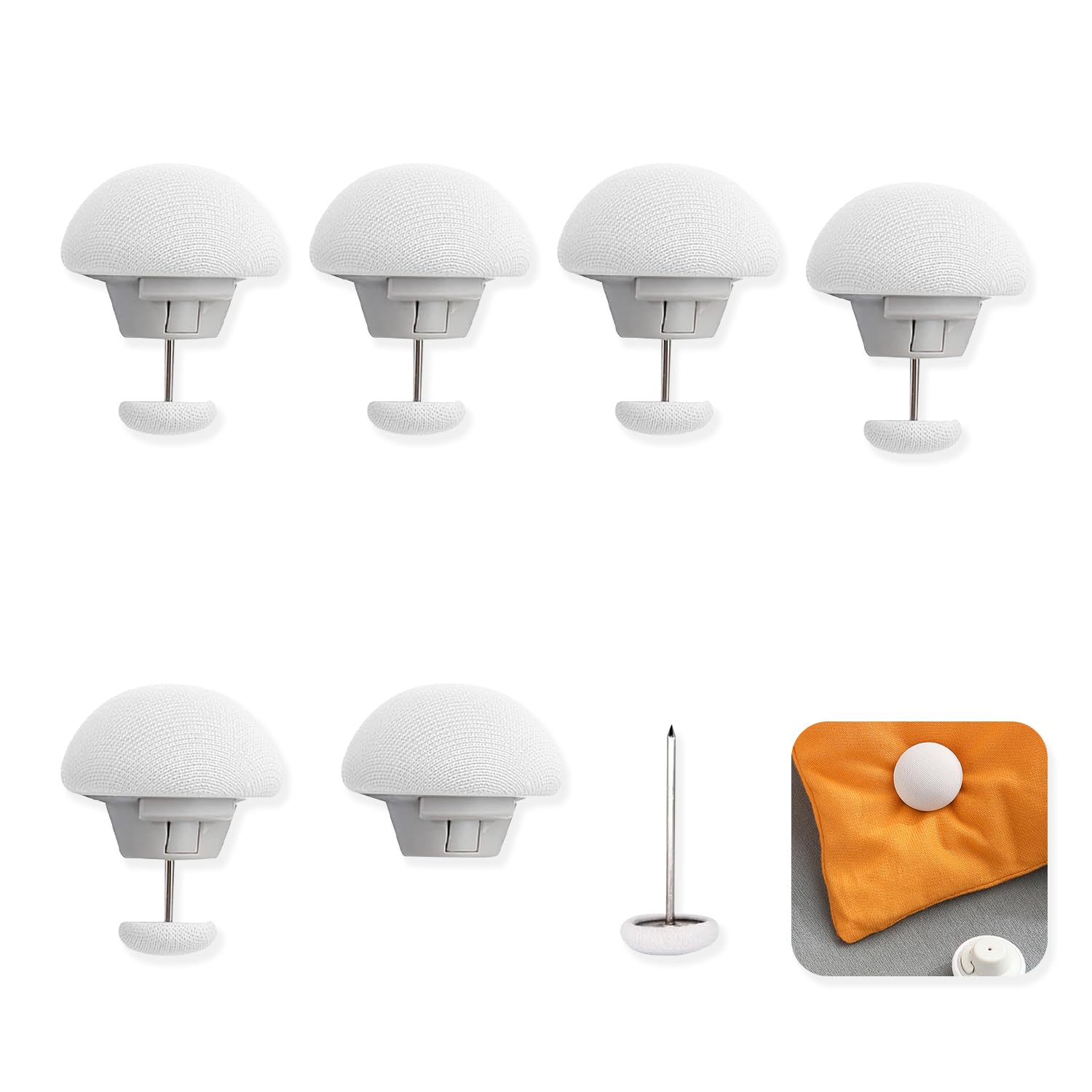 Ryhhh 6-White 6 Pcs Mushroom Duvet Clips, Duvet Clips To Keep Duvet In Place, Non-Slip Duvet Cover Clips, Duvet Snap Fasteners, To Keep Duvet In Place, For Blanket Bed Sheet, Bedding Accessories (White)