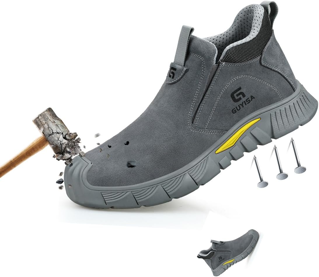 Anti-Slip Steel Toe Work Shoes for Men，Welding Work Shoe，Puncture-Resistant Safety Shoe for Men，Breathable Lightweight Composite Toe Shoes，Building fire Safety Shoes