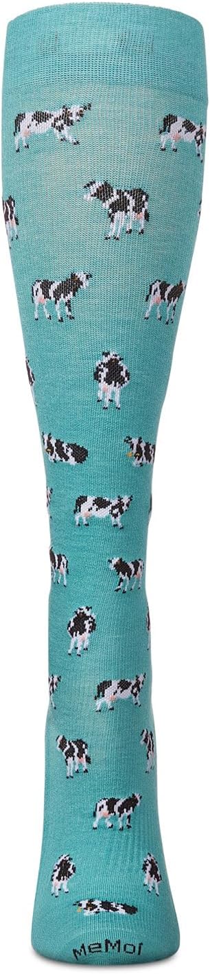 MeMoi Wellfit Women's Cows 8-15 mmHg Graduated Rayon Compression Socks