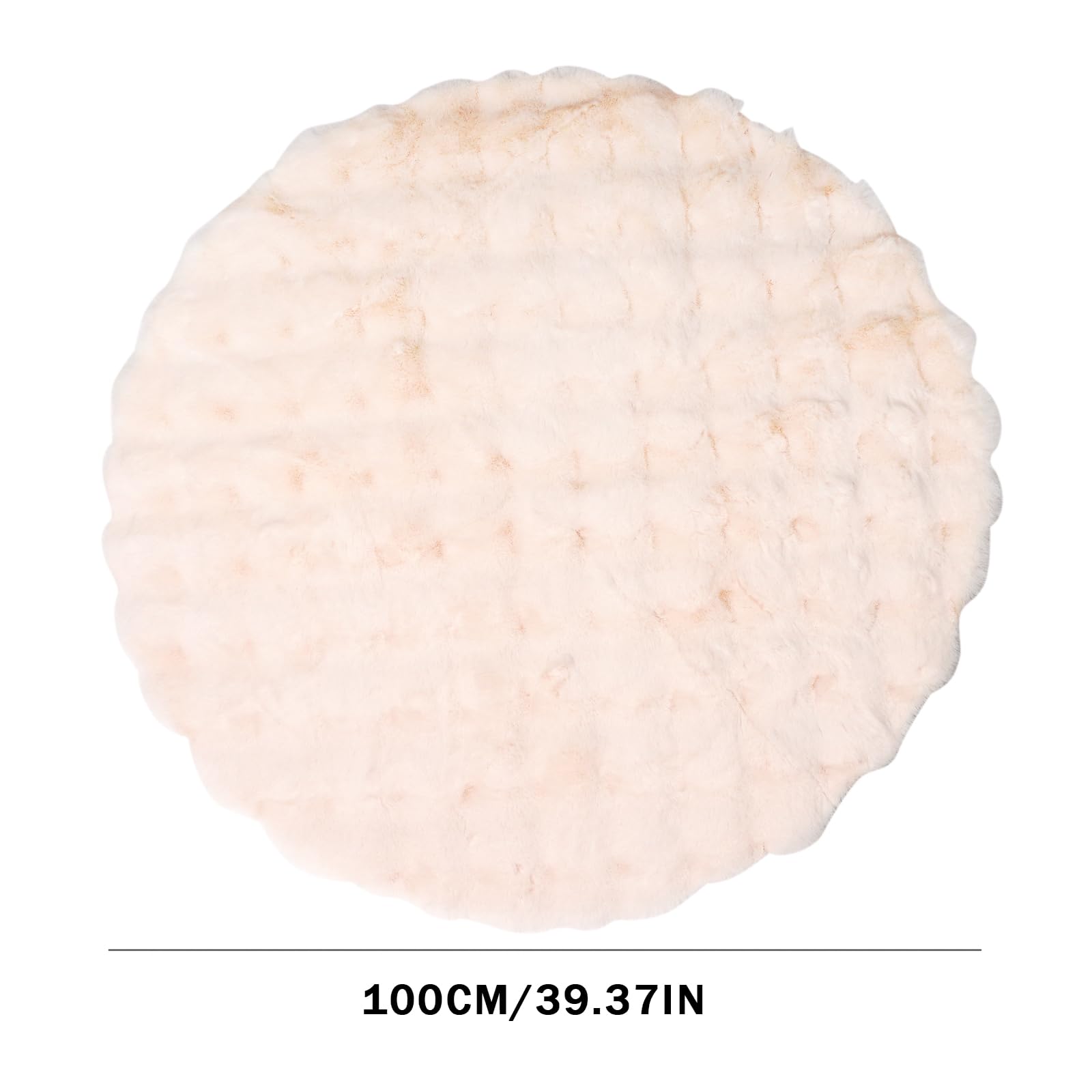 KRIPINC Round Faux Sheepskin Rug, Shaggy Faux Fur Rug, Beige Fluffy Carpet, Home Decor Washable Round Kids Floor Mats - Image 2