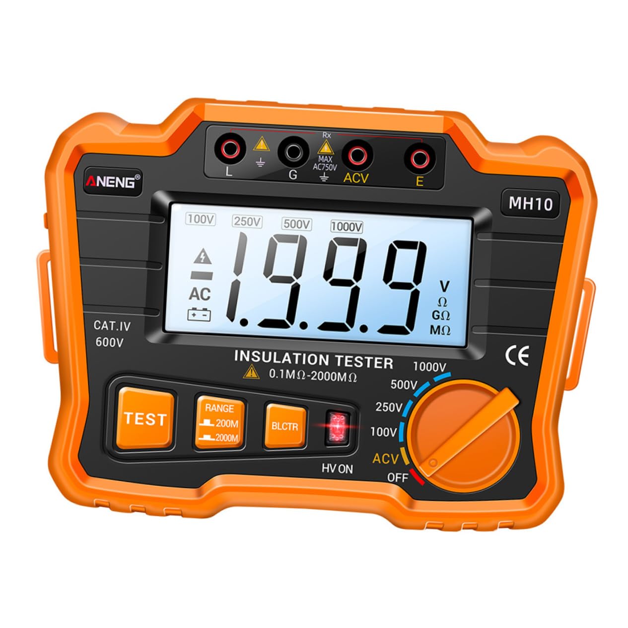 1set Digital Insulation Resistance Tester Megohm LCD Display Backlight and Output Voltage for Electrical Equipment and Insulating Materials Testing