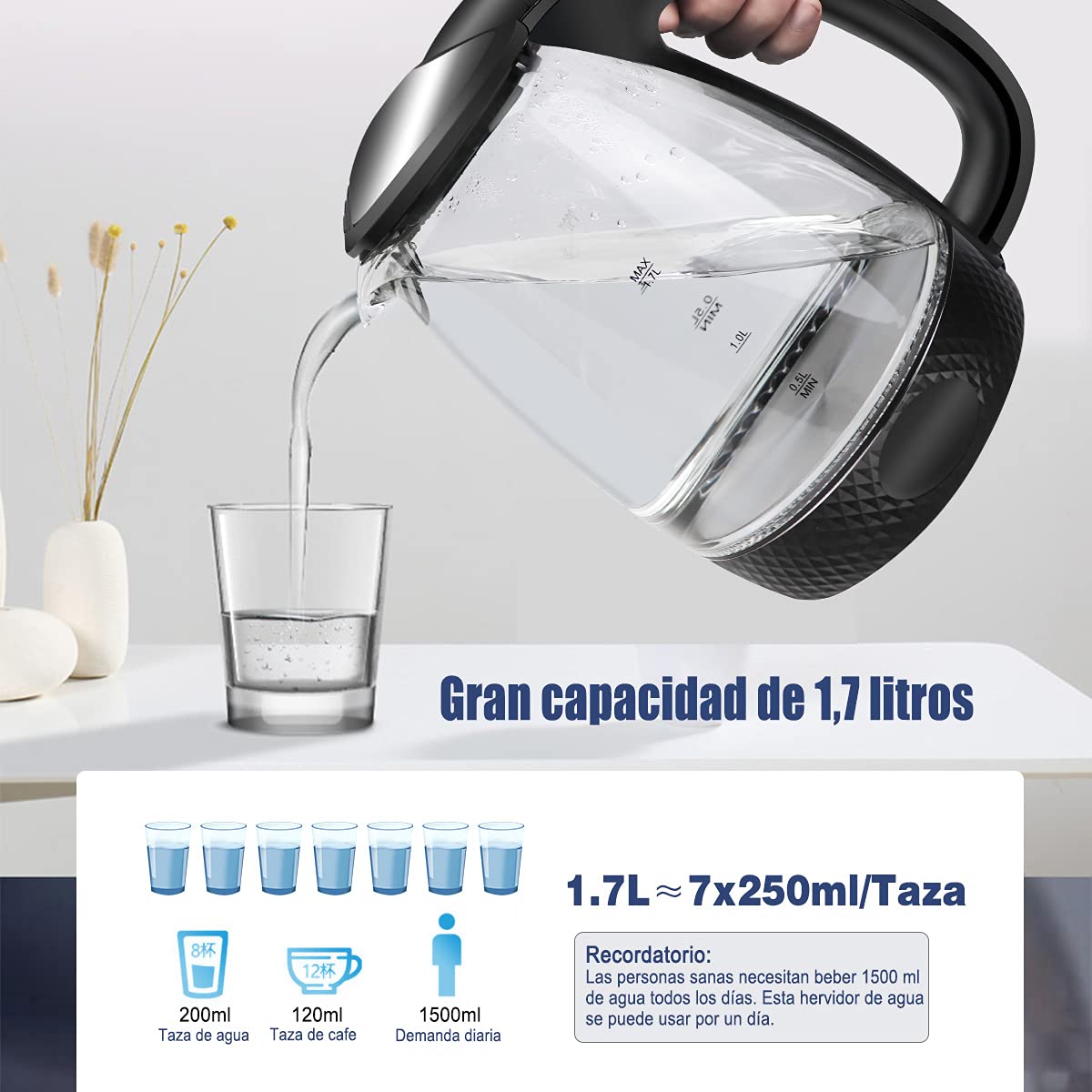 Waterkoker | Tristar (1.7 L, 2200 Watt, Droogkookbeveiliging, Led, Glas) Tristar