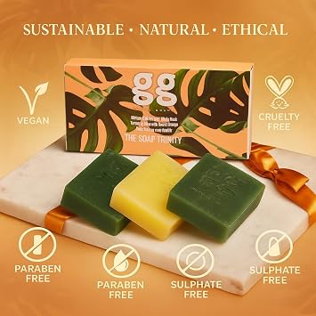 Soap Trinity – African Black Soap Gift Set | Turmeric, Kojic & Raw African Black Soaps for Bright, Nourished Skin | Natural, Eco-Friendly Skincare for All Skin Types (XMAS GIFT)
