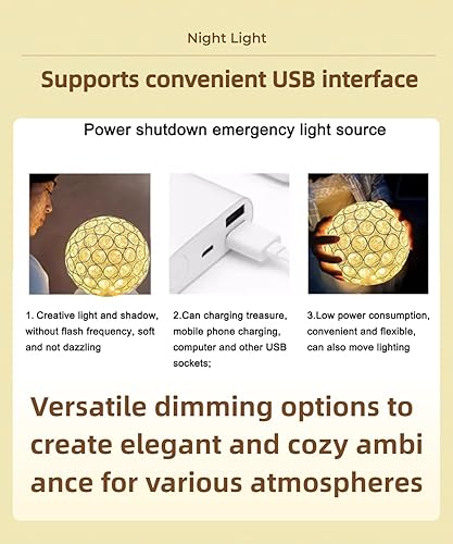 Miniatura 5 de DDLONGDD Lámpara de globo - Luz nocturna de bola de cristal radiante LED de bajo consumo, ideal para mesitas de noche, lámparas amarillas y luces