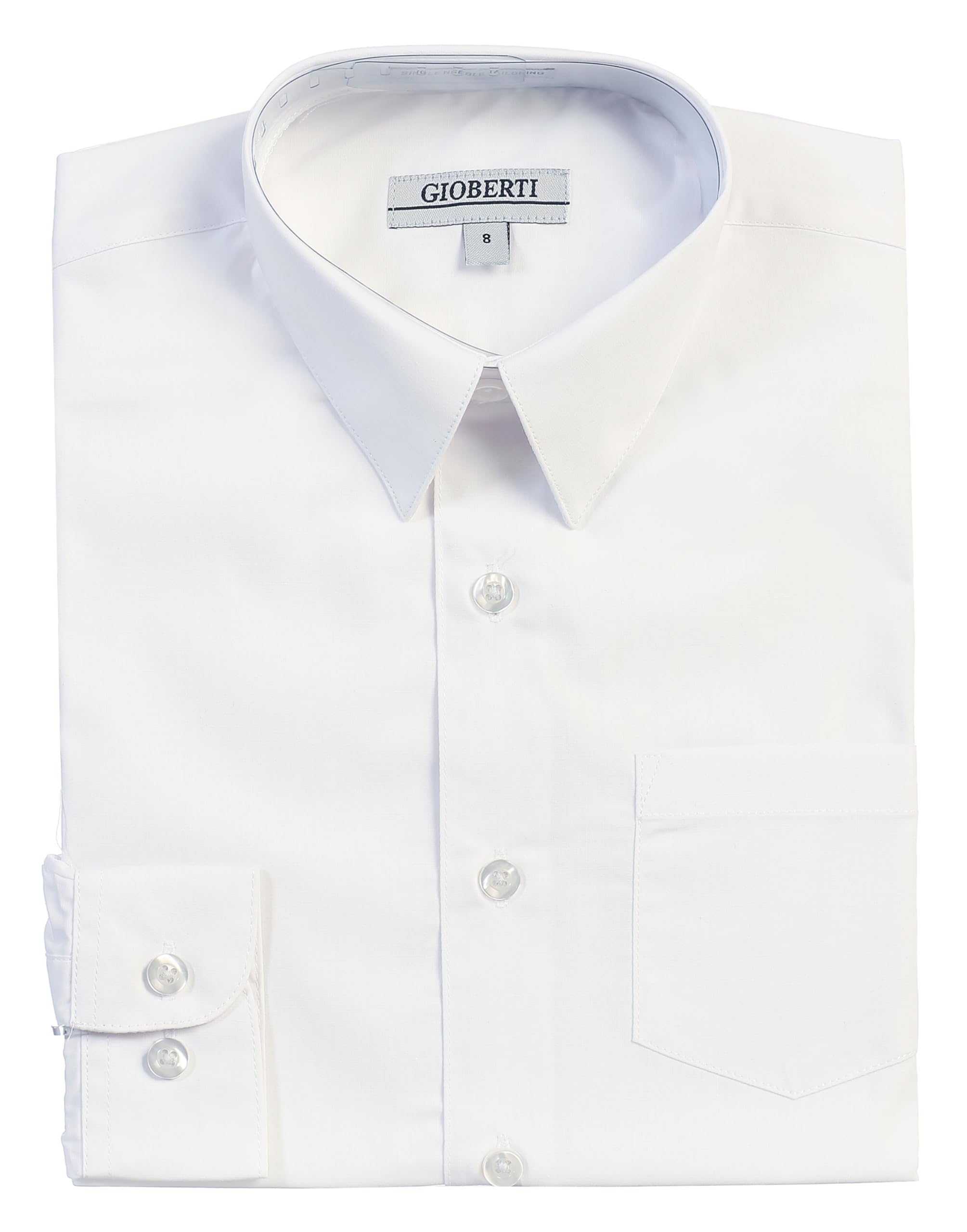 Gioberti Conjunto de camisa de vestir blanca de manga larga para niño con diseño de corbata