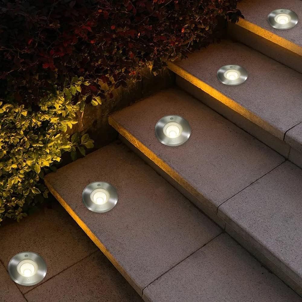 6 pezzi Faretto a led segnapasso calpestabile da esterno viali sentieri giardino pavimento IP65 da incasso a terra luce fredda 6500k - 220V (1 watt (6,5 x 7,5 cm))