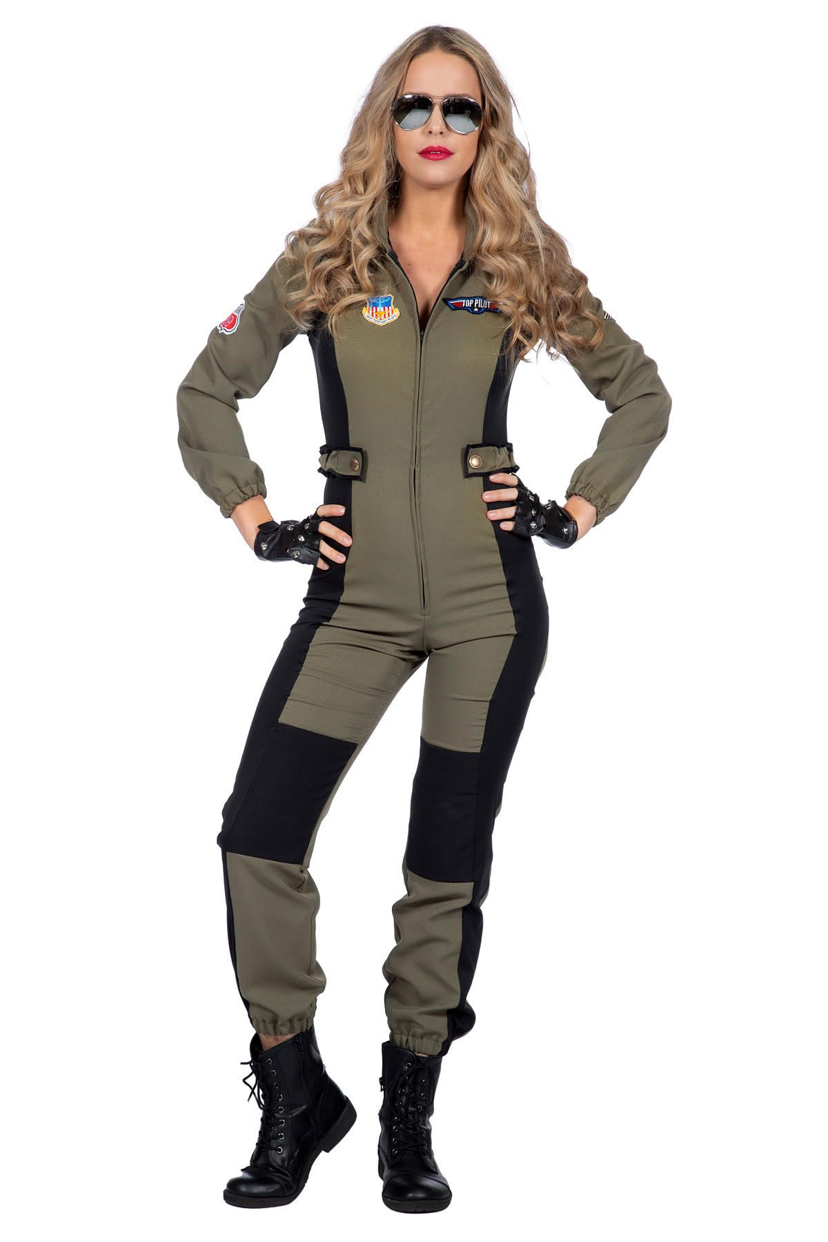 WILBERS & WILBERS 4902 Women's Jet Pilot Costume, Army Jumpsuit, Aviator Costume for Carnival, Theme Party