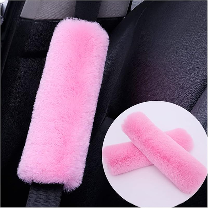 Capa de Cinto de Segurança em Pelúcia SSNNUU Rosa – Kit com 2 unidades