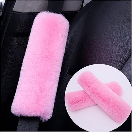 2PCS Fluffy Car Seatbelt Covers - Soft&Comfortable Plush Seat Belt Cushion Protects Shoulder - Universal Seat Belt Covers for Adults or Children Fits Car Truck SUV Van RV (Pink/2pcs)