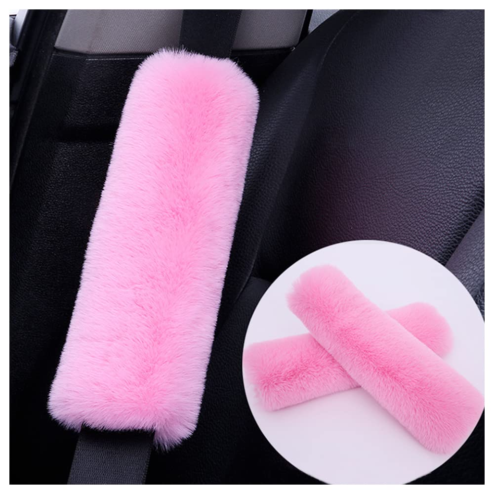 SSNNUU 2PCS Fluffy Car Seatbelt Covers - Soft&Comfortable Plush Seat Belt Cushion Protects Shoulder - Universal Seat Belt Covers for Adults or