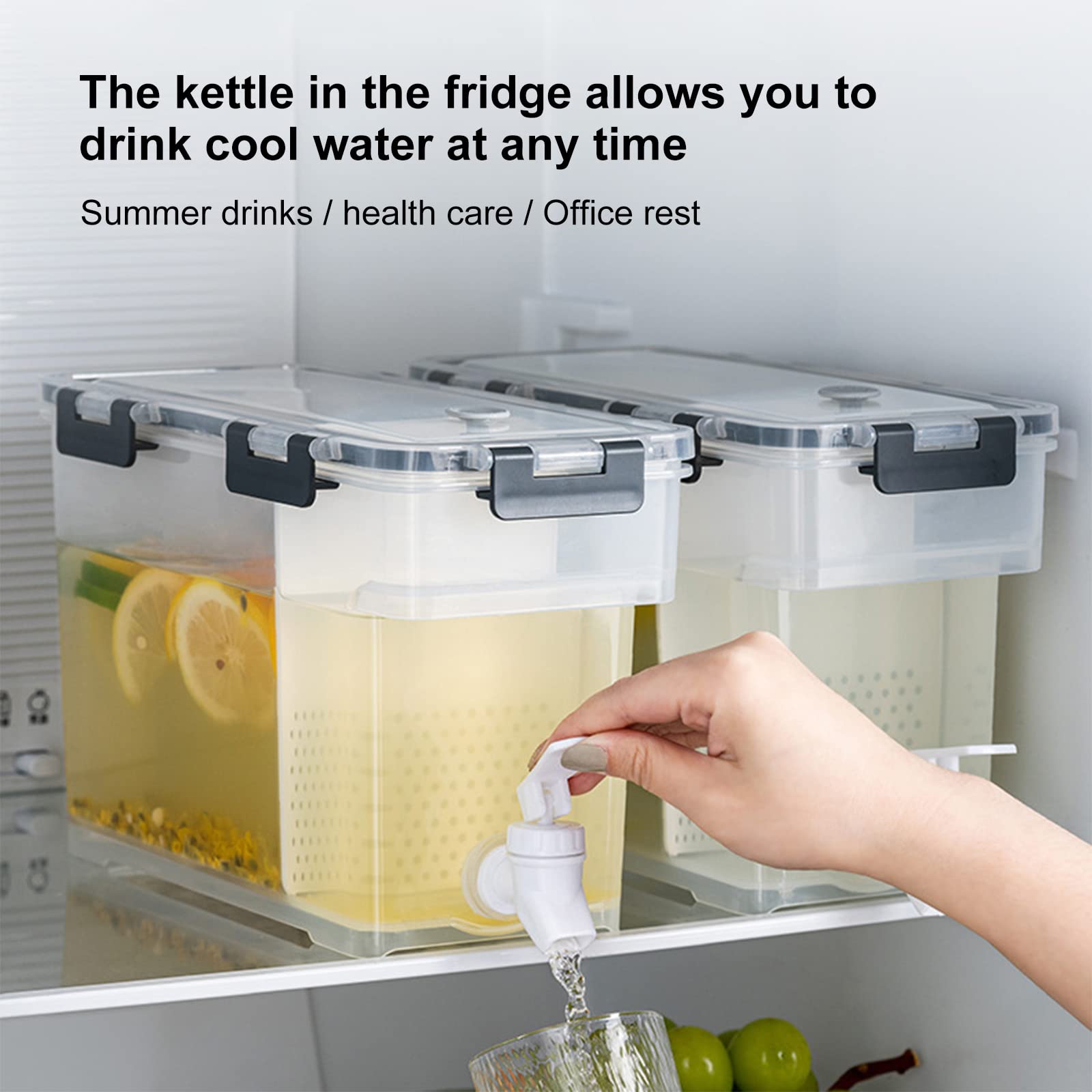 ZR98US Drink Dispenser 3.5L Cold Kettle with Faucet Refrigerator Beverage Container Filter Drink Dispenser Water Jug Ice Teapot with Tap Easy Dispensing