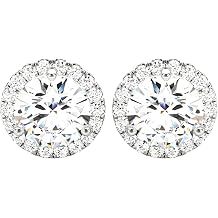 Houston Diamond District 0.75 to 4 Carat Round Halo Diamond Earrings Screw Back Value Collection