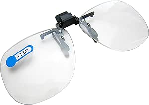 Loupe De Lecture à Clip - Grossissement +1.75 - Transparente - Se Fixe Sur La Plupart Des Lunettes