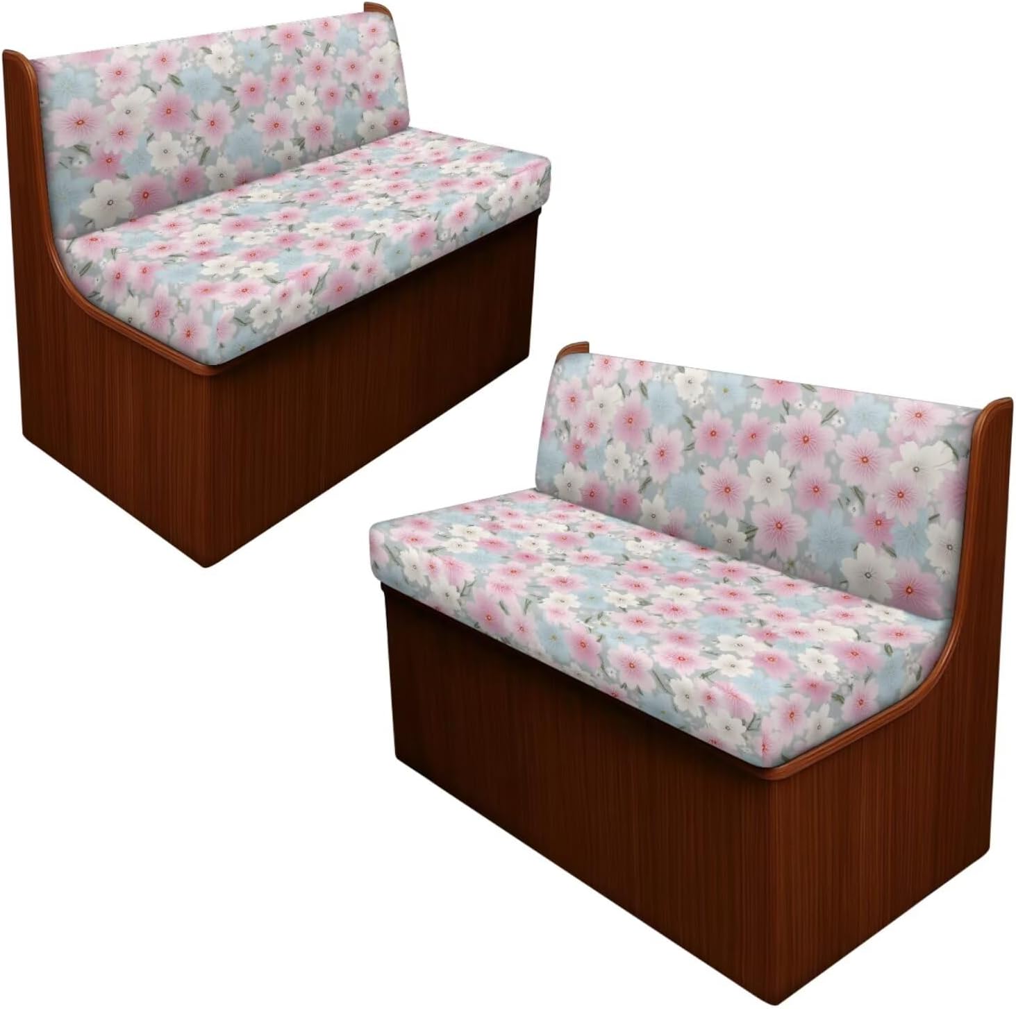 Boatee RV Dinette Cushion Covers Pink Flower Comfortable Camper Accessories Universal Couch Cushion Covers Washable Furniture Covers for Sofa and Loveseat Stretchable Slipcovers