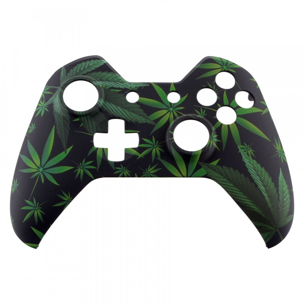 eXtremeRate Custodia per controller Xbox One, custodia di ricambio accessorio Faceplate per controller standard Xbox One con o senza connettore da 3,5 mm (cannabis verde)