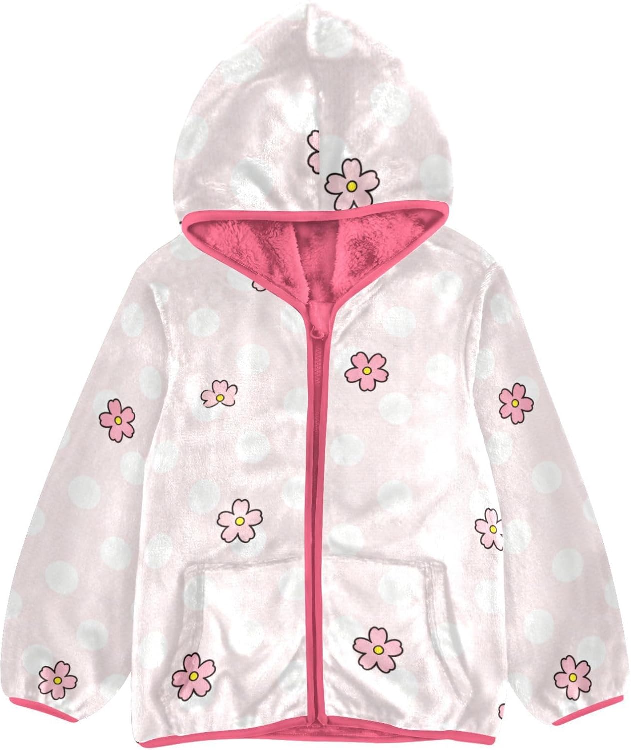 Flowers with Dots Toddler Hooded Jackets Outerwear & Coats Warm Baby Girls Clothes 3T
