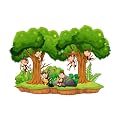 AH Decals Cartoon Forest Scene with Monkey Animated Wall Sticker Beautiful Created Designs Kids Room Sticker Wall, Hall,