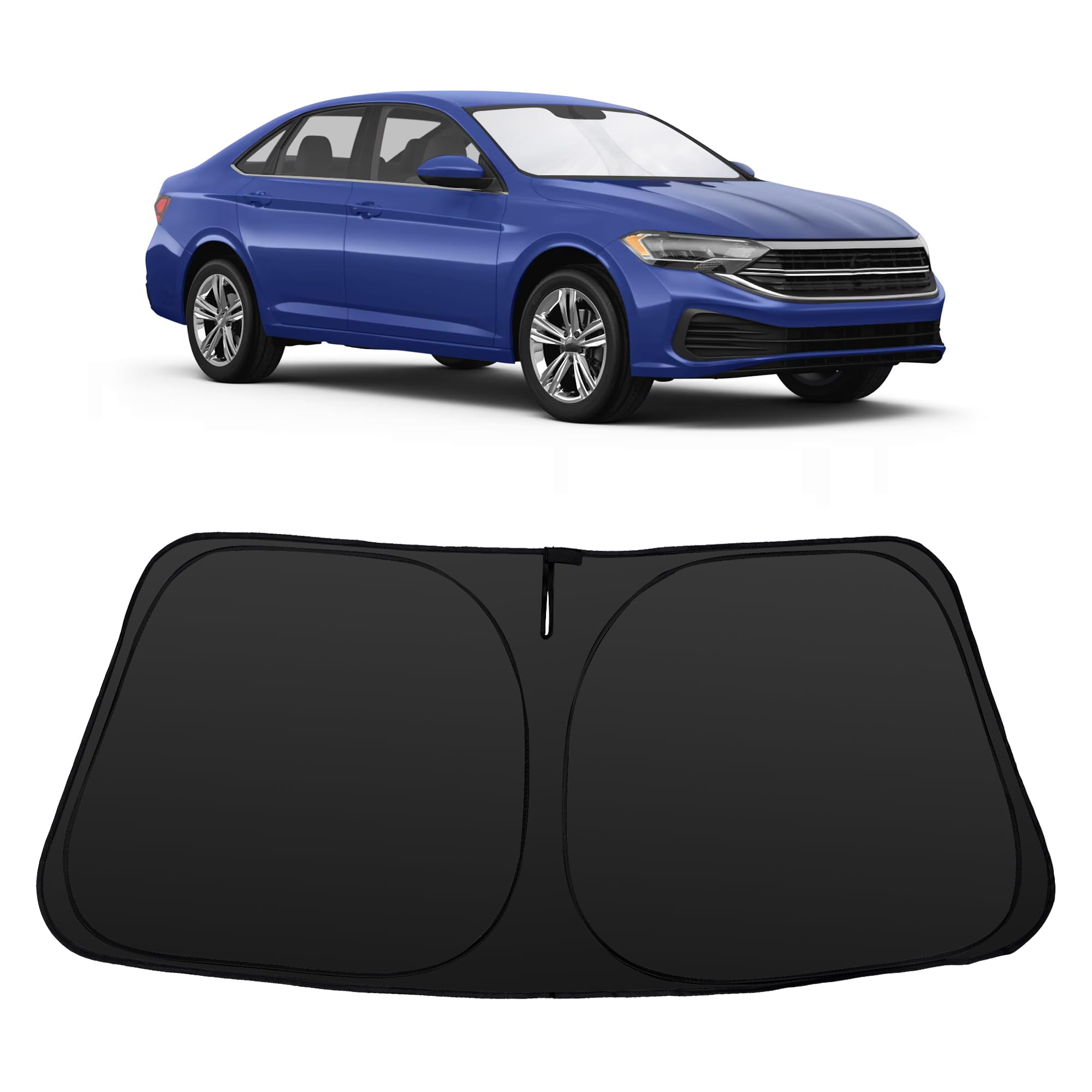 Windshield Sun Shade Accessories Compatible with 2019 2020 2021-2026 VW Jetta for Volkswagen Foldable Sunshade Sun Visor Blocks UV
