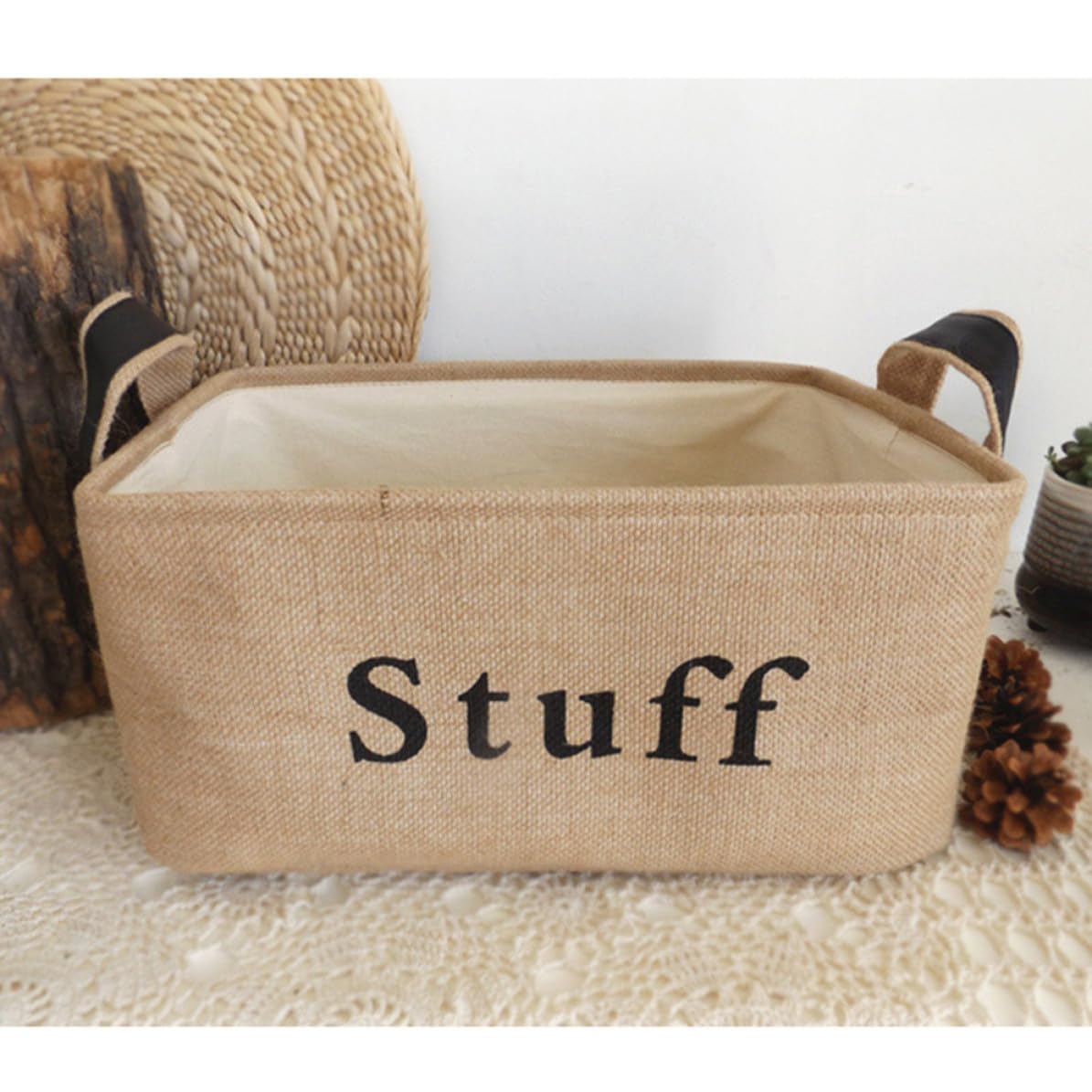 Storage Basket Country Style with Handles Cotton