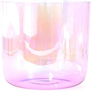 Cuenco Cantor de Cristal, Cuenco de alquimia de cuarzo rosa transparente de 15 cm, luz cósmica de 432 Hz, con mazo y junta tórica, for yoga, meditación y sanación sonora.(A Note)