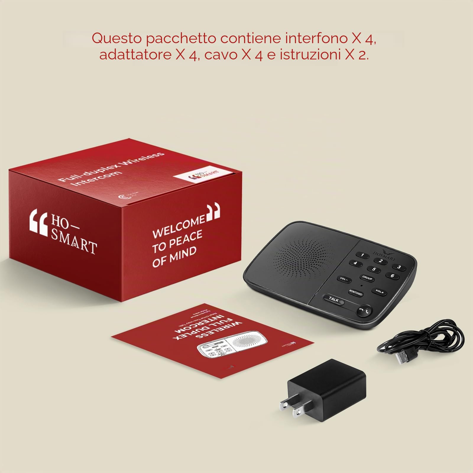 Hosmart UltraSpeak Pro, citofono wireless per la casa, citofono bidirezionale in tempo reale Full Duplex per uso domestico, sistema di interfono domestico con suono chiaro, per affari, con portata di