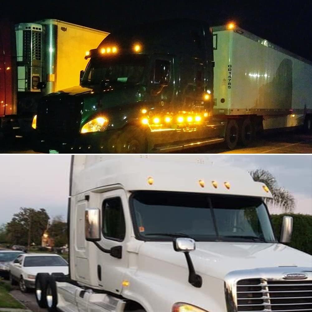 Led Smoked Lens Compatible With 2008-2017 Freightliner Cascadia Semi Truck Front Side Marker Turn Signal Lights