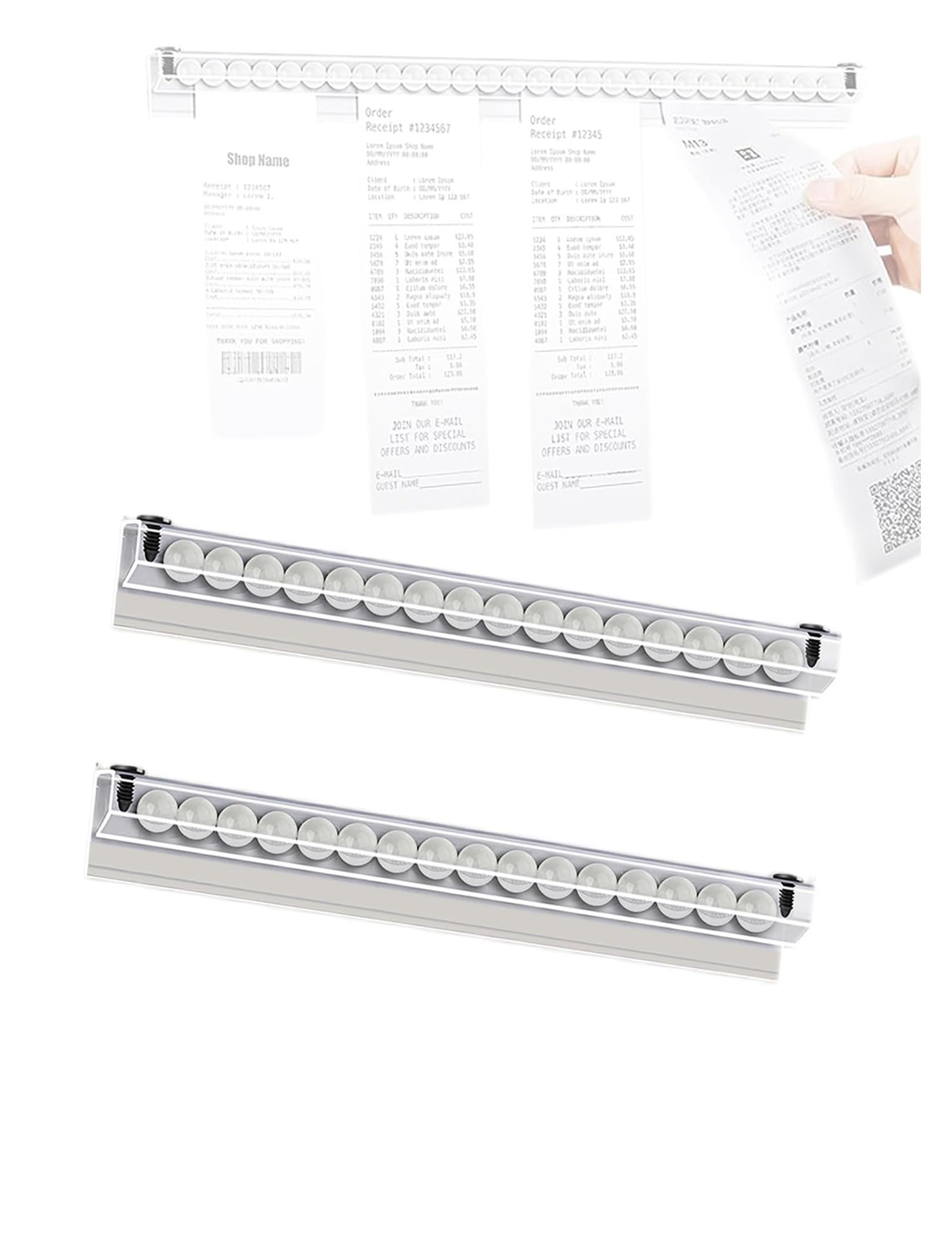 Rechnungshalter, Bestellhalter, Wandhalterung for Tickets, Belege, PVC-Quittungen – bohrfrei – for die Küchenwand, Haushaltsküche(160cm/62.9in)