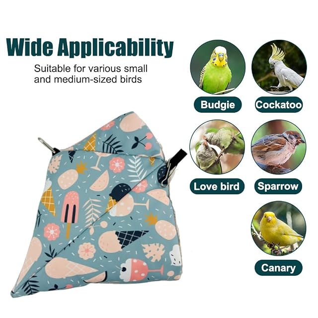 Foto 7 de 7 de DONGKER Casa de nido de pájaros cálida de invierno, cabaña triangular colgante de felpa para loros, guacamayos