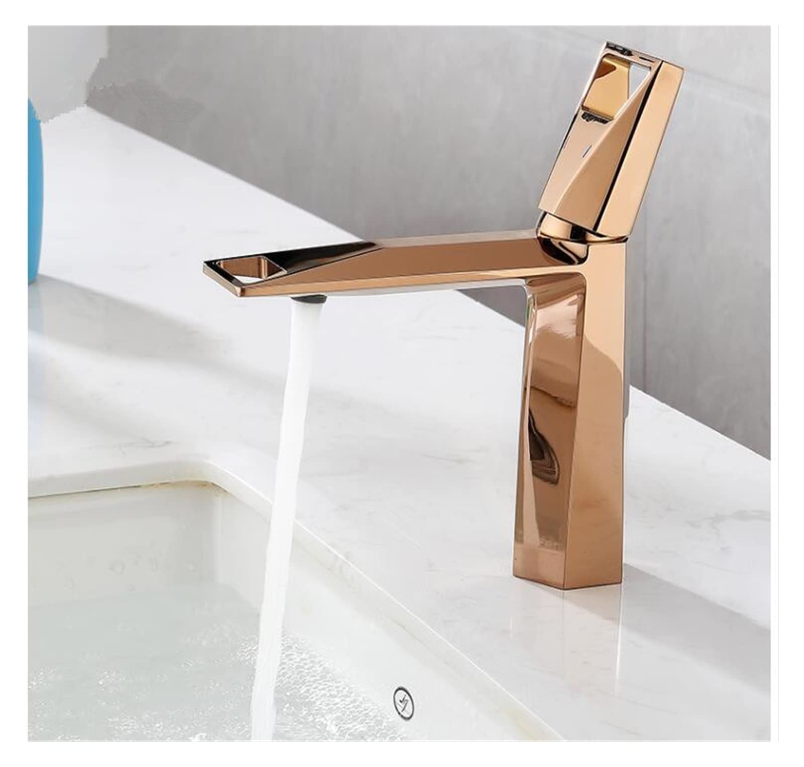 Mitigeur lavabo laiton design moderne robinet eau chaude et froide fini or rose brossé