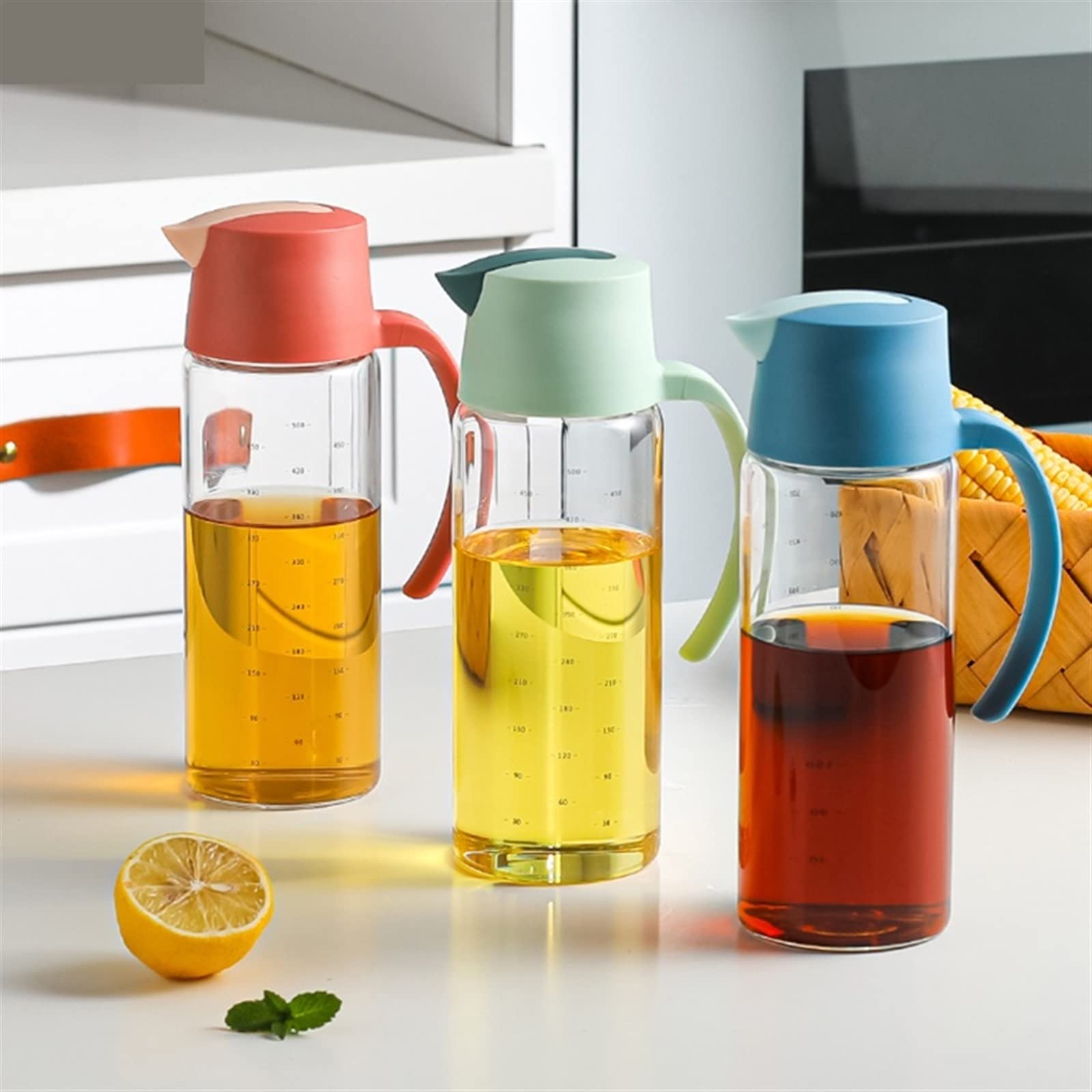 Botellas de Aceite para Cocina, Botella de Vidrio para Aceite, Botella para condimentos, Herramienta para condimentos para el hogar, Lata de Aceite, Lata de vinagre, frascos para Especias de Cocina,