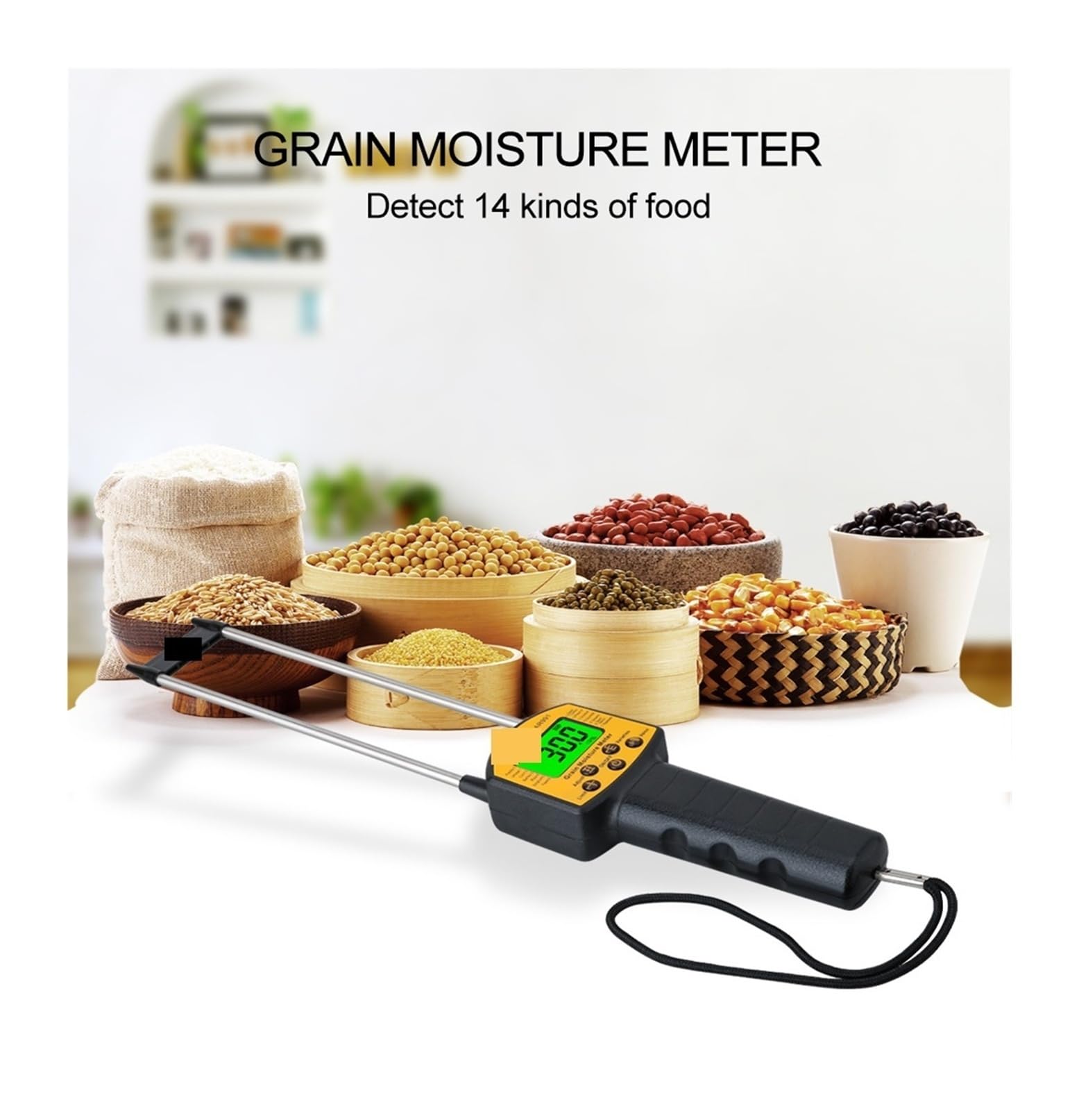 Feuchtigkeitsmesser, Getreide Feuchtigkeit Meter AR991 Smart Sensor Tester Voice Alarm Aufforderung for Reis Weizen Mais Mehl Seeteufel Samen für Garten, Bauernhof