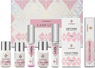 RoseFlower Eyelash Perm Kit, Upgraded Lash Lift Kit, Professional Semi-Permanent Curling Eyelash Perm Kit include 10 Eyelash combs, 5 Eyelash cleaning sticks, for Salon Grade Home Professional Perm