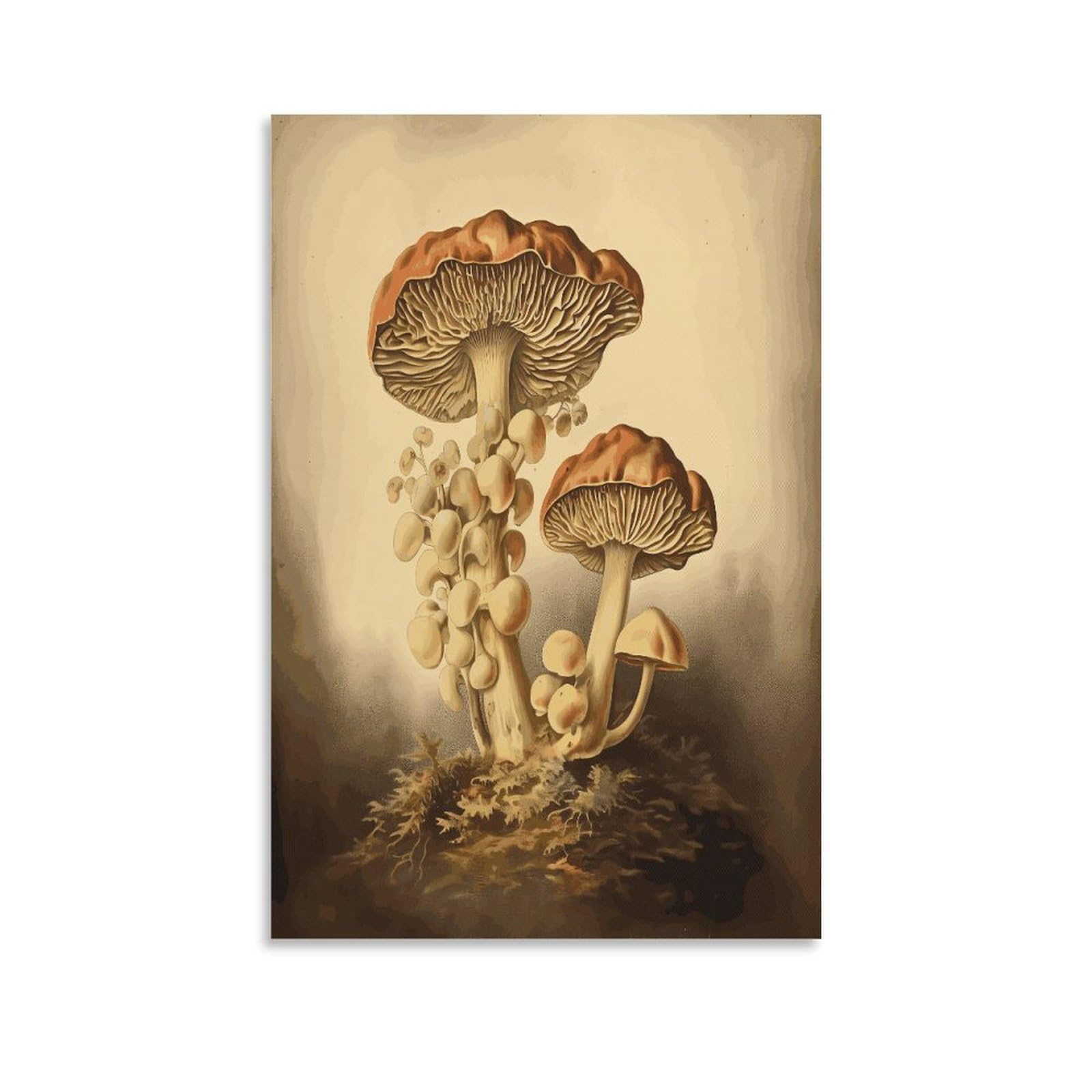 LDGSUPH Vintage Mushrooms Canvas Wall Art Prints Hangable Decor Painting for Wall Prints Painting Artwork Modern Decorative Artwork Ready to Hang Wall Pictures for Home Decor 24x36inch(60x90cm)