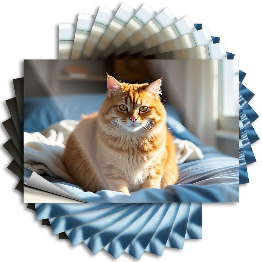 A Fluffy Orange Cat Lounging On A Bed. Man CABE Decor Smiley Face - Decals Bumper Waterproof Decal(8X12CM)