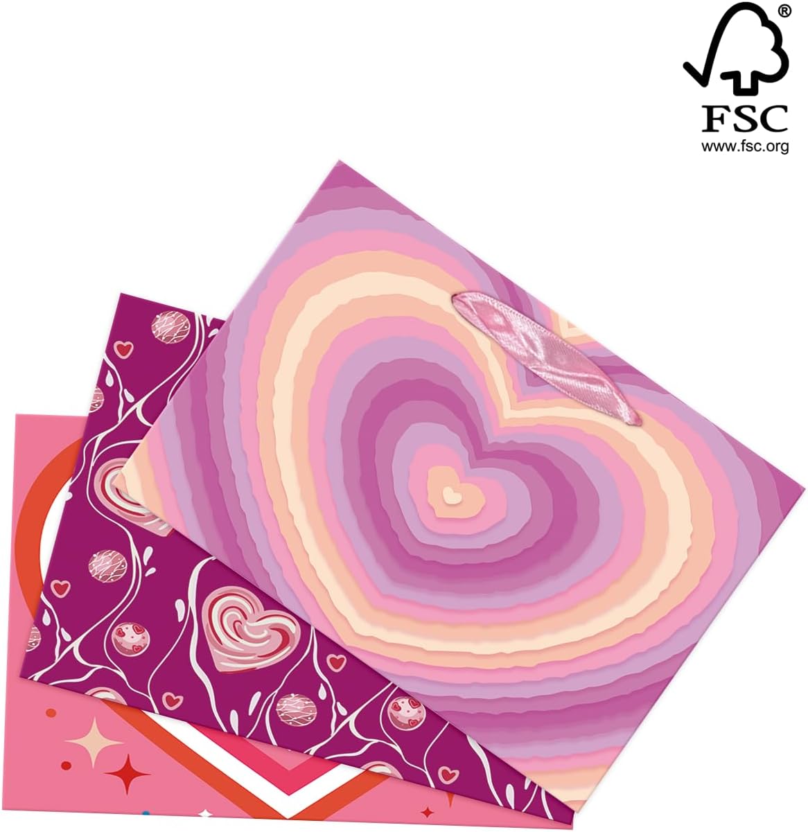 Heart Valentine Bag with Tissue Paper Wide Medium Present Wrap