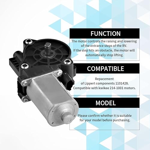 Miniatura 6 de CUANLO 676061 Motor de paso de entrada RV 214-1001 Reemplazo para Kwikee Número de pieza 1101428 379147