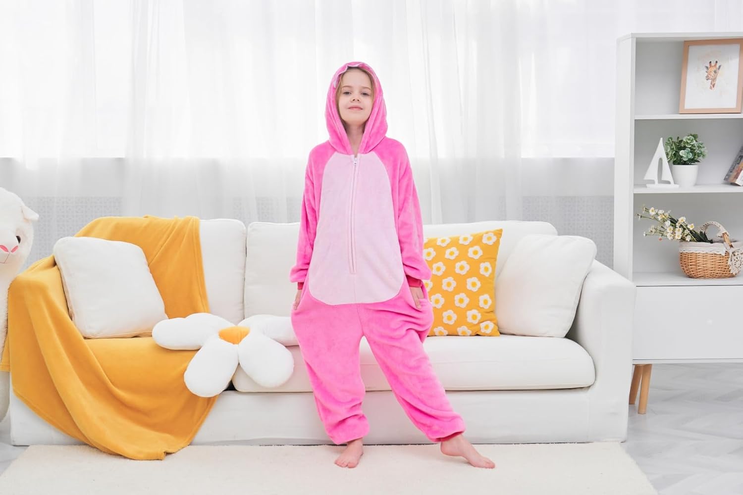 Kids Onesie Animal One Piece Pajamas Halloween Christmas Cosplay Costume 10-12 Years Pink-1 image 3 of 5 B0CQ2DQXP4