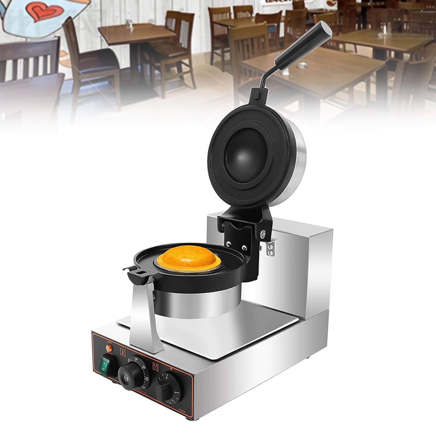 Macchina per waffle per hamburger,macchina per waffle antiaderente, con controllo di tempo e temperatura, materiale in acciaio inossidabile, per cucine domestiche e bar per la colazione Single-head