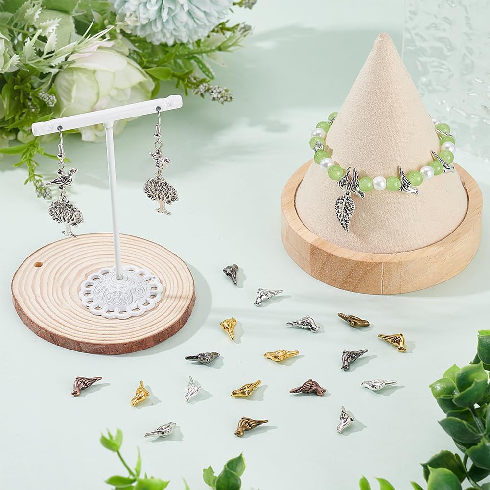 1 Box 8 Colors 160PCS Alloy Bird Shaped Beads with Hole Tibetan Style Vintage Colored Antique Animal Charms Loose Spacer Bead Bulk for Jewelry Making Bracelets Necklaces Diy Crafts Supply - Image 4
