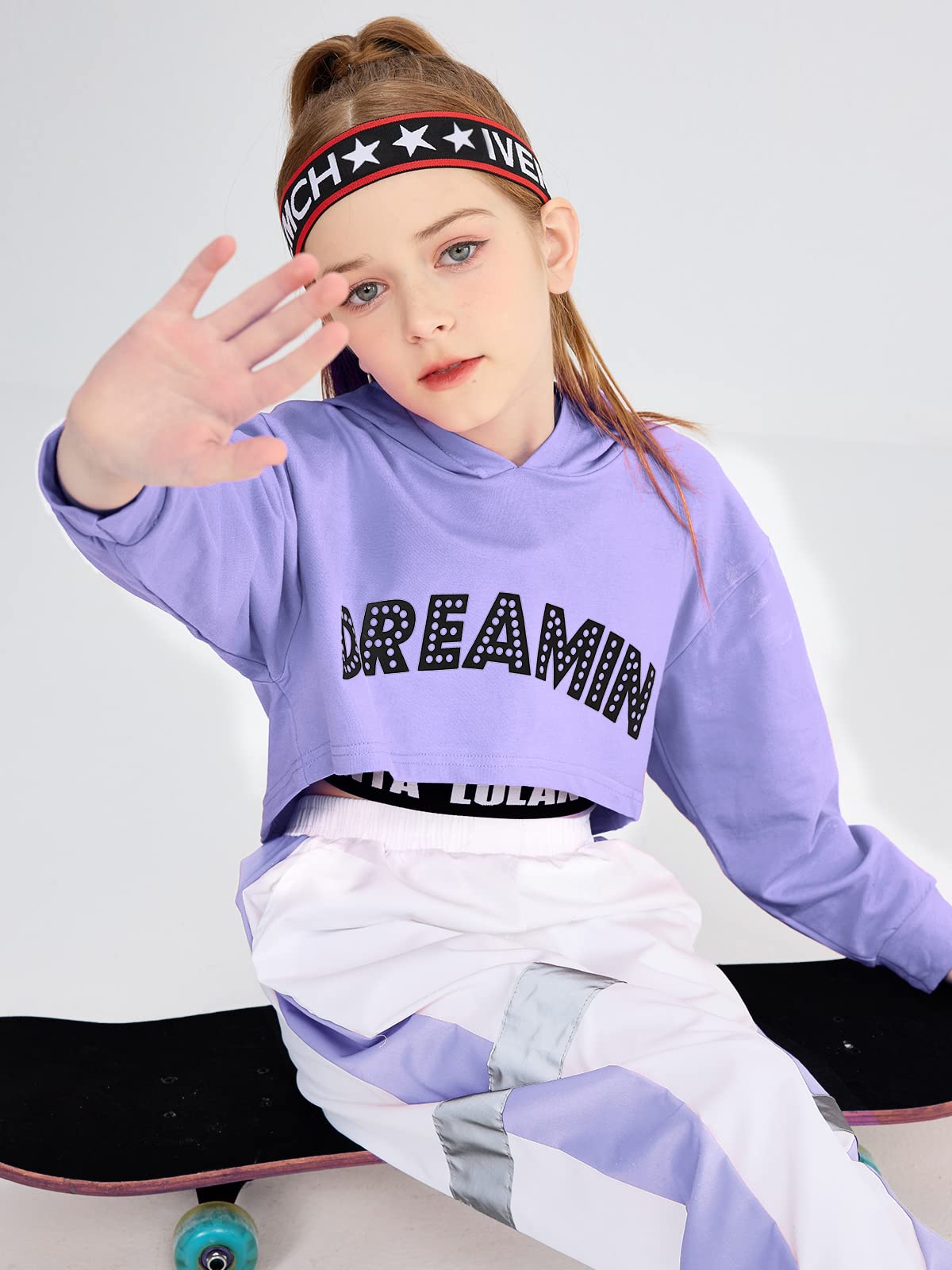 LOLANTA Completi hip hop per bambini in 3 pezzi, tuta da ragazza, felpa con cappuccio, canotta, pantaloni jogger