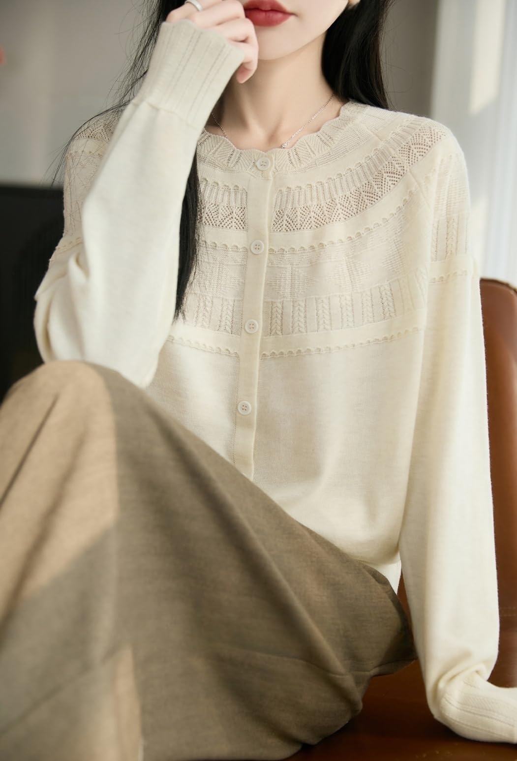 Maglione di Lana da Donna con Maglione di Lana con Bottoni Morbidi per Donne Maglino A Maglia Caldo e Caldo per Donne Morbido Elegante in Maglia per Autunno Inverno