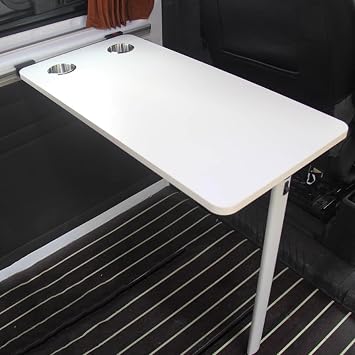 RV Wall Mounted Table, Folding Dining Table, Camper Tables with Reserve Sink Cup, Wood Wall Desk Computer Workstation for Motorhome, Home Office, Outdoor PicnicWhite