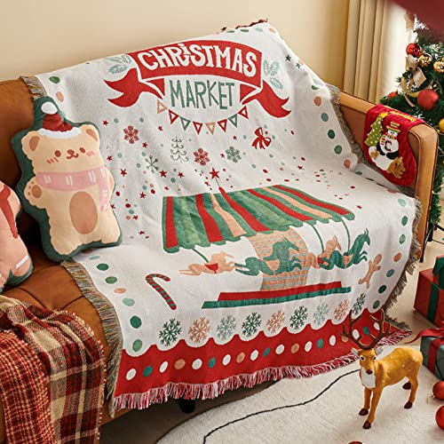 LumiSyne �N���X�}�X �u�����P�b�g �R�b�g�� �D�� �ѕz �t�����W�t�� �N���X�}�X ���e�[�}�ɂ����� �^�y�X�g���[ �}���`�J�o�[ �f�R���e�B�u �u�����P�b�g �\�t�@�J�o�[ �J�E�` �x�b�h�J�o�[ �e�[ �u���N���X �L�����s���O 180x130cm