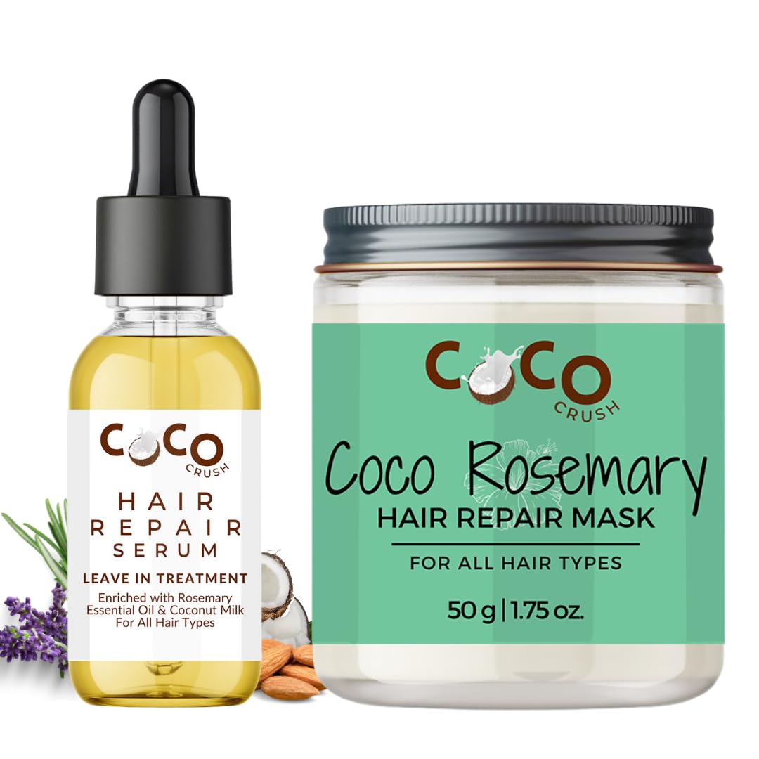 Coco Crush Hair Care Combo | Rosemary Coconut Hair Mask & Natural Hair Repair Serum | Strengthen Roots, Repair Damage & Boost Growth | 100% Pure, Natural & Chemical-Free (50G+30ML)-image-25