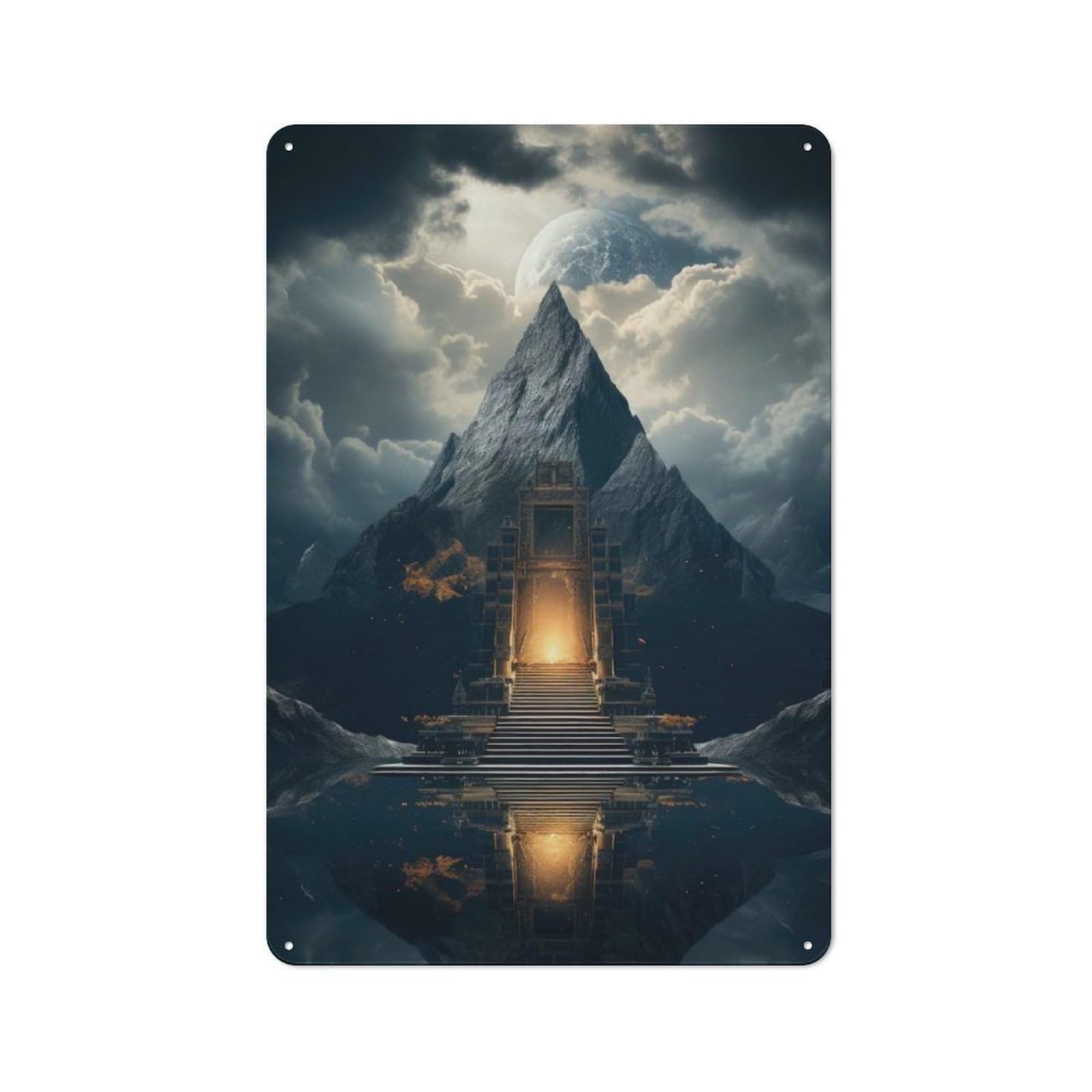 Metal Wall Sign 30x20cm Featuring Ancient Tomb for Workshop Wall, for Room Styling Across Workshops And Hobby Rooms