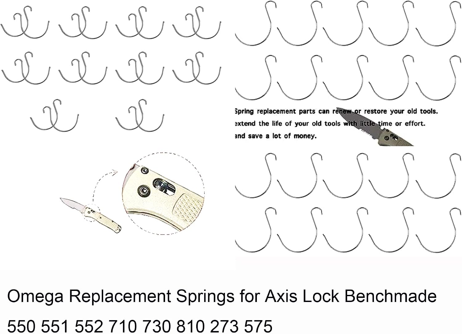 Replacement Springs for Pocket Knife Axis Lock 550 551 552 710 730 810 273 575, Pack of 10 Pairs (A)