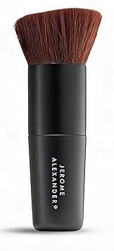 Jerome Alexander Angled Kabuki Foundation Brush Black - Flat Top Buffer Brush for Seamless Blending of Liquid, Cream & Powder Makeup - Buildable Coverage Without Caking - Pro Vegan Bristles