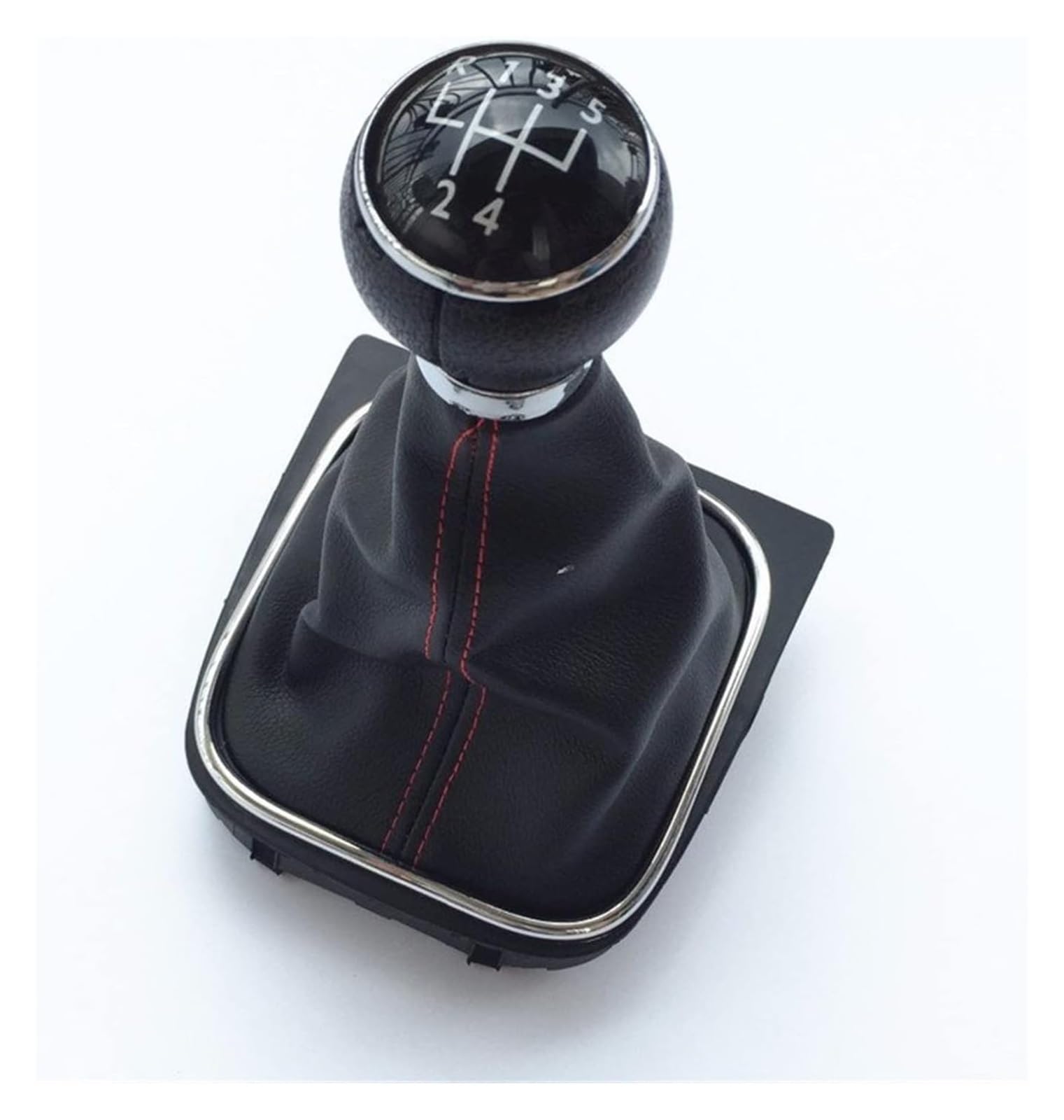 UTONGMU Manual Gear Shift Knob for VW for Golf 5 V MK5 MK6 for Jetta R32 for Rabbit 6 Speed Stick Gear Shift Knob with Leather Boot Collar Case(5 Speed Black B)