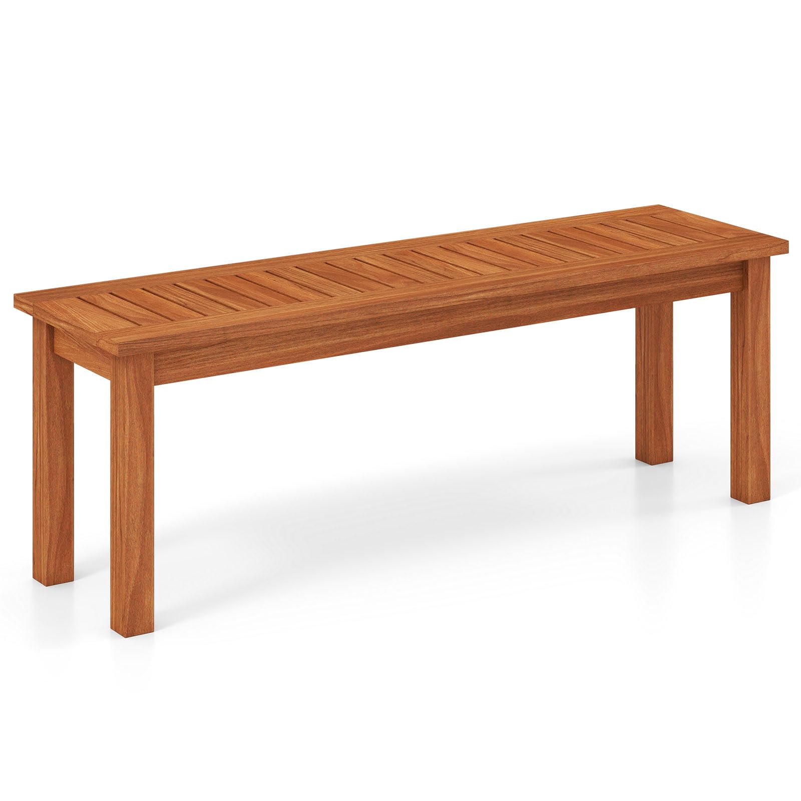 Tangkula Outdoor Wood Bench, 2-Person Patio Dining Bench